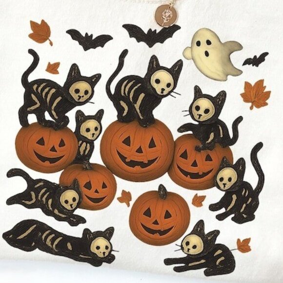 Cat Pumpkin Shirt Halloween Season Vintage Autumn Tee - Picture 2 of 4